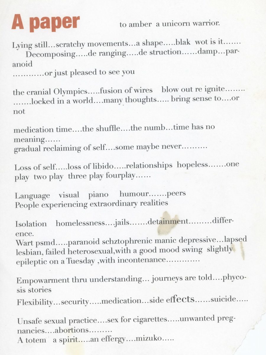 "To Amber a Unicorn Warrior" by Wart "For Matthew & Others: Journeys with Schizophrenia" (2006)